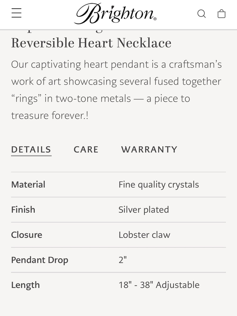 Brighton Neptune's Rings Convertible Reversible Heart necklace - Picture 9 of 13